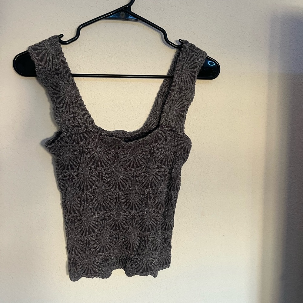 Gray Textured Knit Women's Top